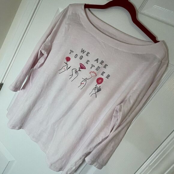 Loft cotton light pink 3/4 sleeve We Are Together T-shirt XL - Picture 1 of 7